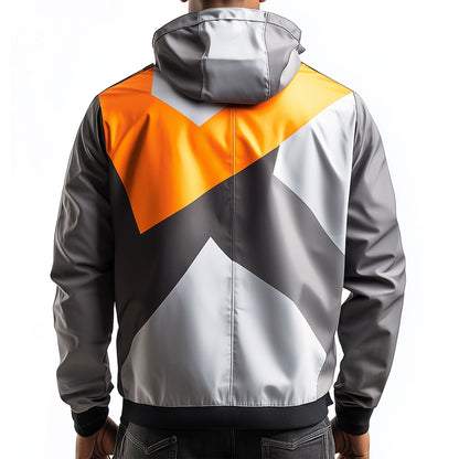 Mens Windbreaker Jackets Lightweight Cool Pattern Outdoor Casual Rain Protection Waterproof Nylon Hooded Windbreaker Jackets