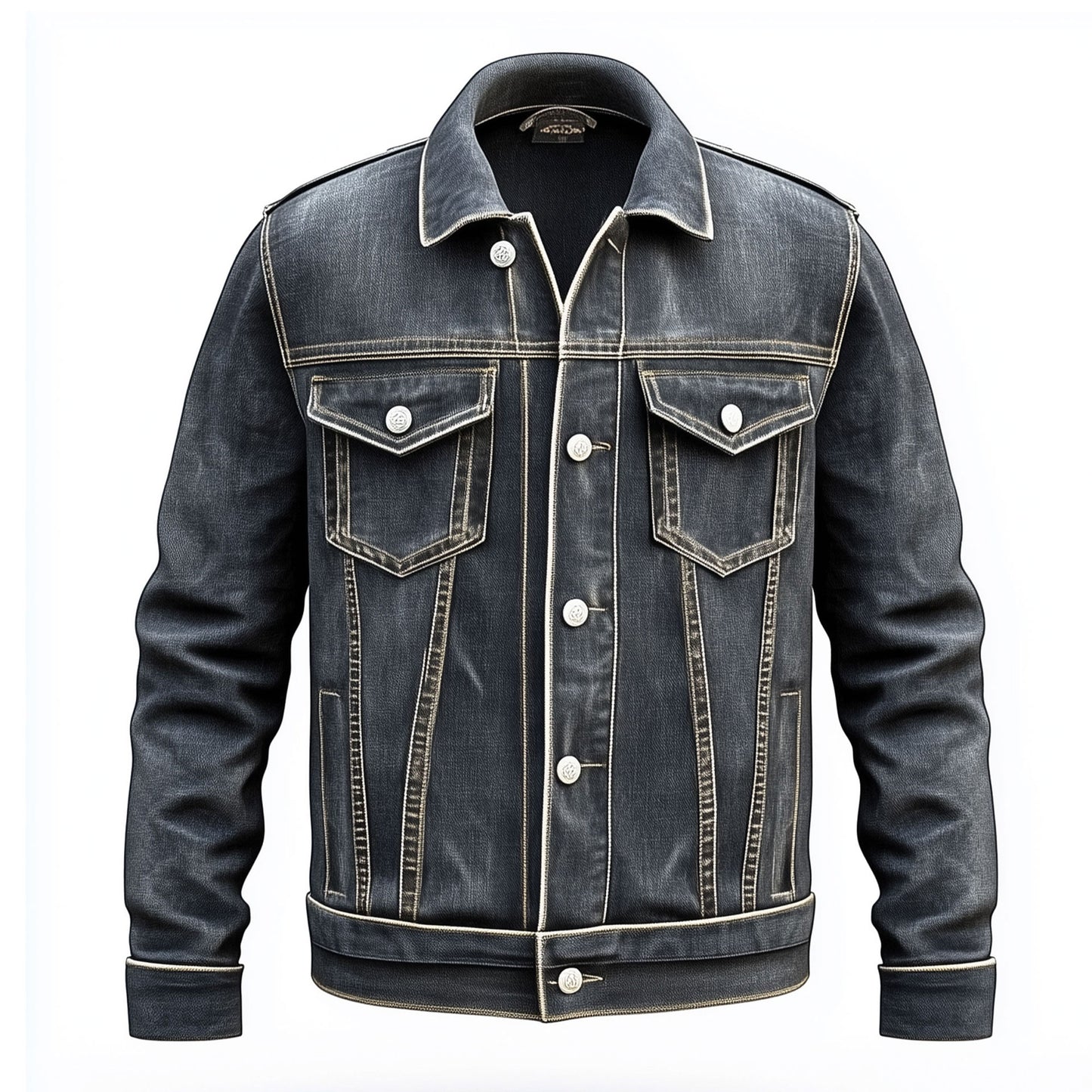 Mens Jean Jacket Trucker Style Jacket Button-down Front, Chest  and Waist Pockets Denim Jackets