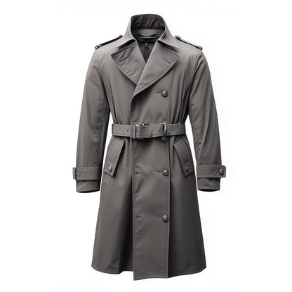 Mens Mini Trench Coat Grey Knee Length Trench Coats Single Breasted Jacket Storm Flap Lepal Collar Multipockets Water Resistant Jackets For Men