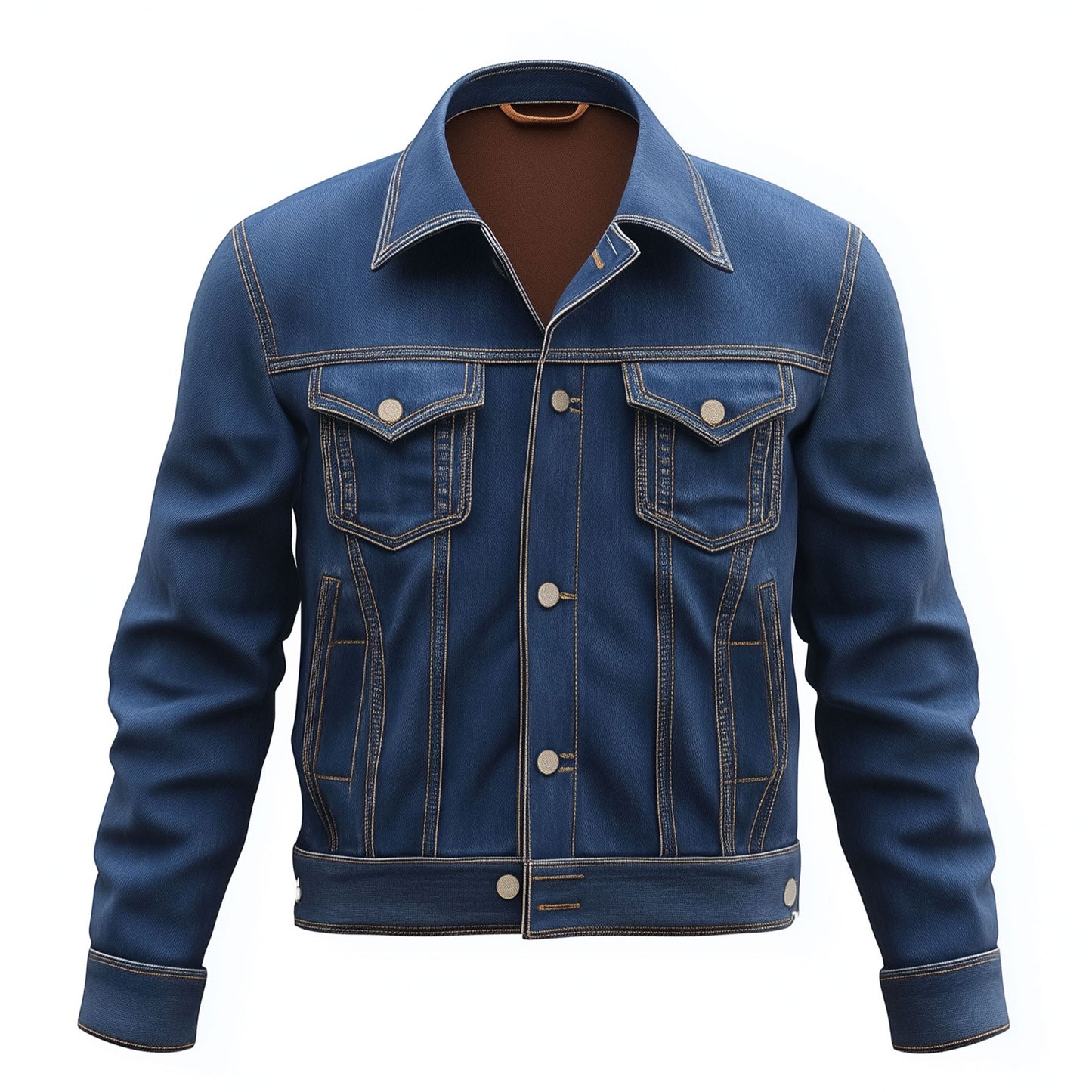 Mens Jean Jacket Blue Trucker Style Jacket Button-down Front, Chest  and Waist Pockets Denim Jackets