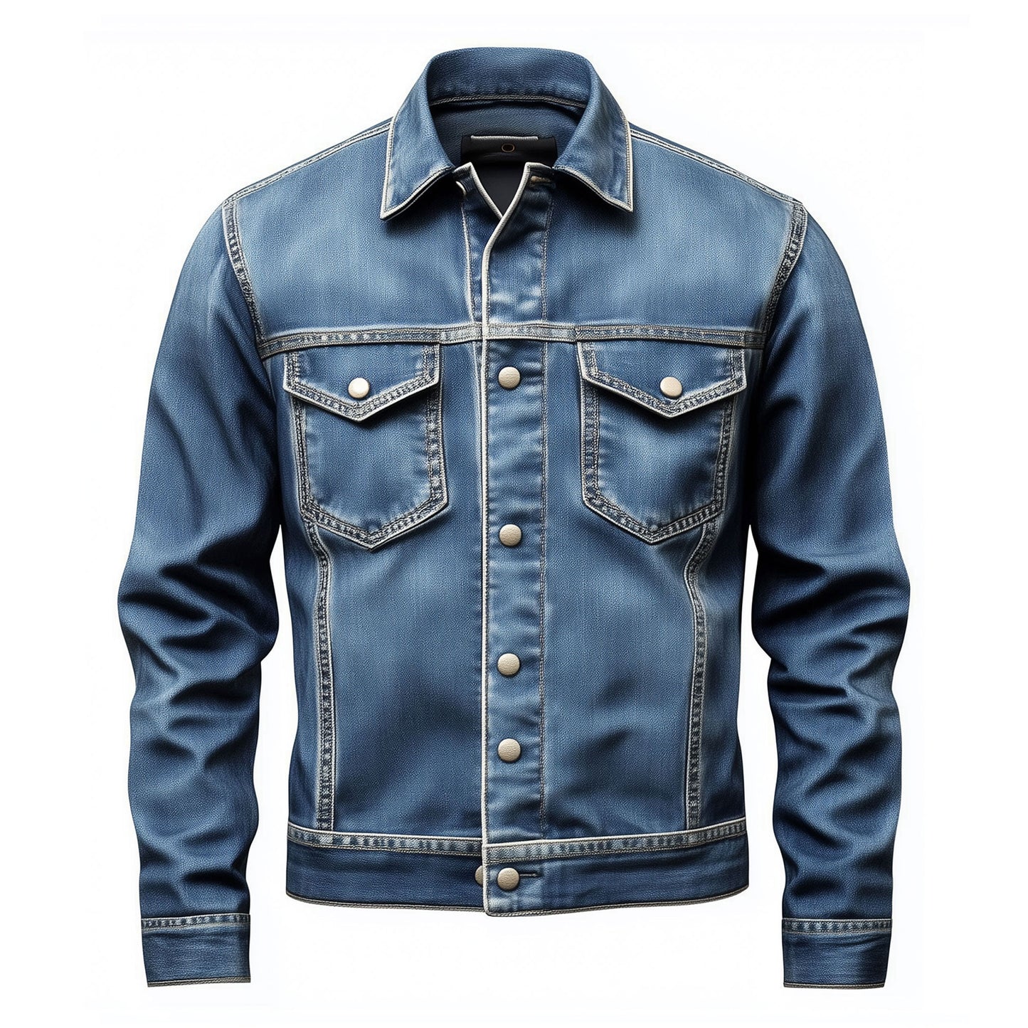 Mens Jean Jacket Trucker Style Jacket Blue Button-down Front, Chest  and Waist Pockets Denim Jackets