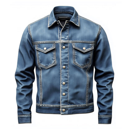 Mens Jean Jacket Trucker Style Jacket Blue Button-down Front, Chest  and Waist Pockets Denim Jackets