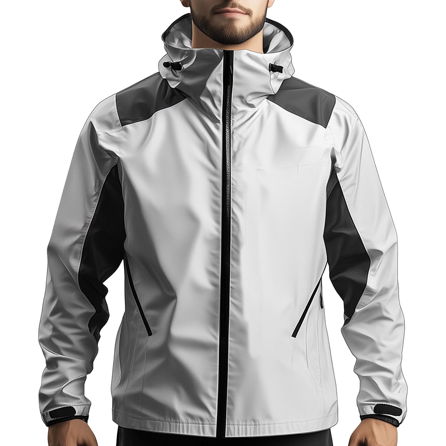 Mens Windbreaker Jackets White Lightweight Rain Protection Waterproof Nylon Hooded Windbreaker Jackets