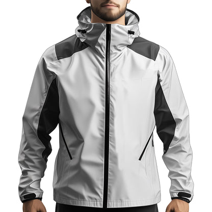 Mens Windbreaker Jackets White Lightweight Rain Protection Waterproof Nylon Hooded Windbreaker Jackets