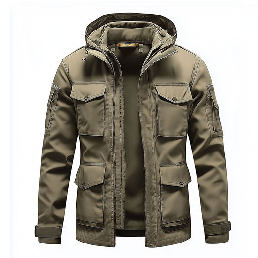Mens Field Jacket Classic M-65 Field Jackets Military Hip-Length Large Exterior Pockets Hooded Outdoor Durable Materials Nylon Winter Jacket