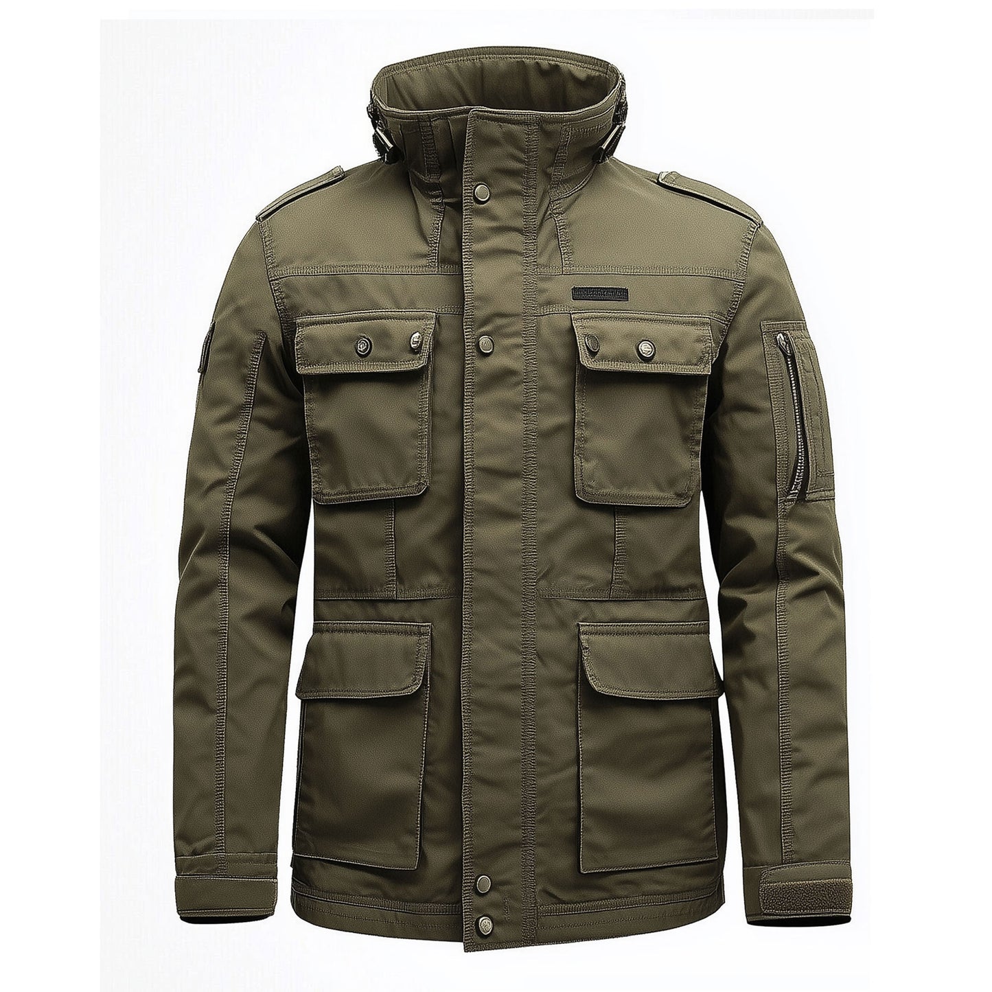 Mens Field Jacket Classic M-65 Field Jackets Military Green Hip-Length Large Exterior Pockets Hooded Outdoor Durable Materials Nylon Winter Jacket