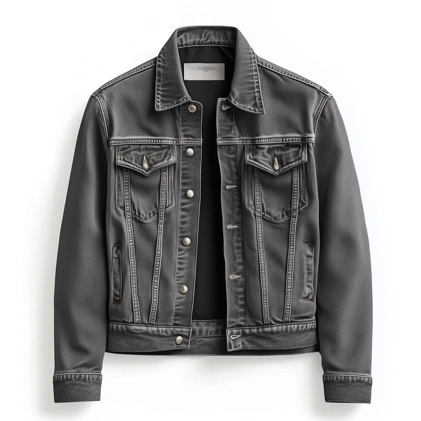 Mens Jean Jacket Grey Trucker Style Jacket Button-down Front, Chest  and Waist Pockets Denim Jackets