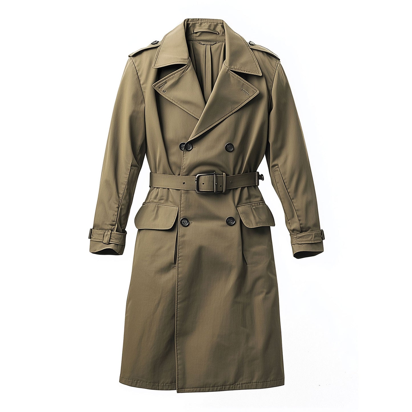 Mens Mini Trench Coat Green Knee Length Long Trench Coats Single Breasted Jacket Storm Flap Lepal Collar Multipockets Water Resistant Jackets For Men