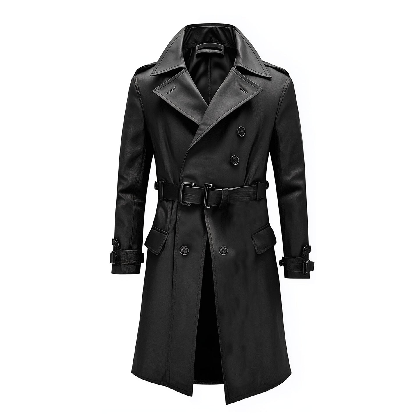 Mens Mini Trench Coat Black Trench Coats Single Breasted Jacket Storm Flap Lepal Collar Multipockets Water Resistant Jackets For Men