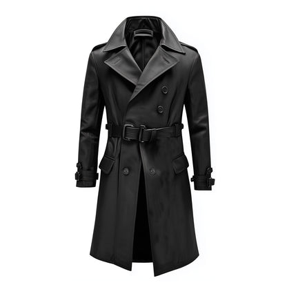 Mens Mini Trench Coat Black Trench Coats Single Breasted Jacket Storm Flap Lepal Collar Multipockets Water Resistant Jackets For Men