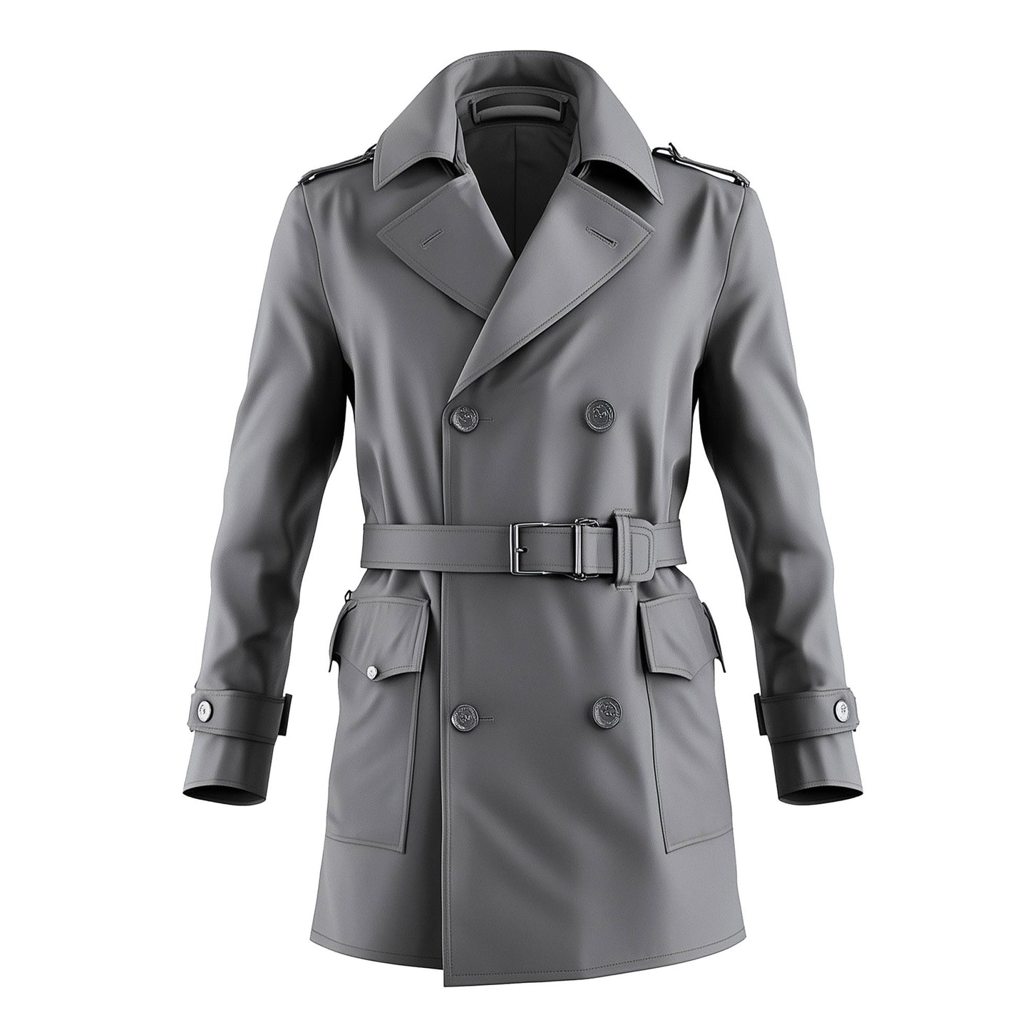 Mens Mini Trench Coat Grey Trench Coats Single Breasted Jacket Storm Flap Lepal Collar Multipockets Water Resistant Jackets For Men