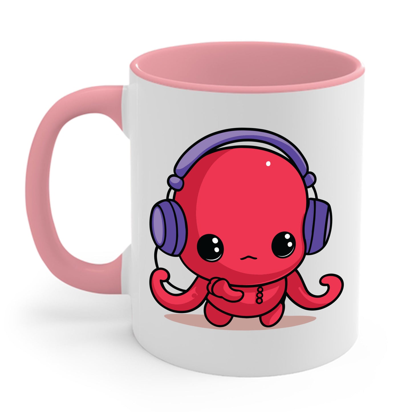 Cute Kawaii Octopus Cartoon Wearing Headphones Music Pop Coffee Mug For Men Women