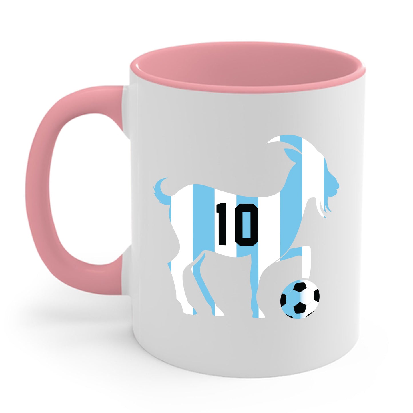 GOAT 10 Shirt for Men Women Kids  Goat Playing Football Funny Soccer Coffee Mug