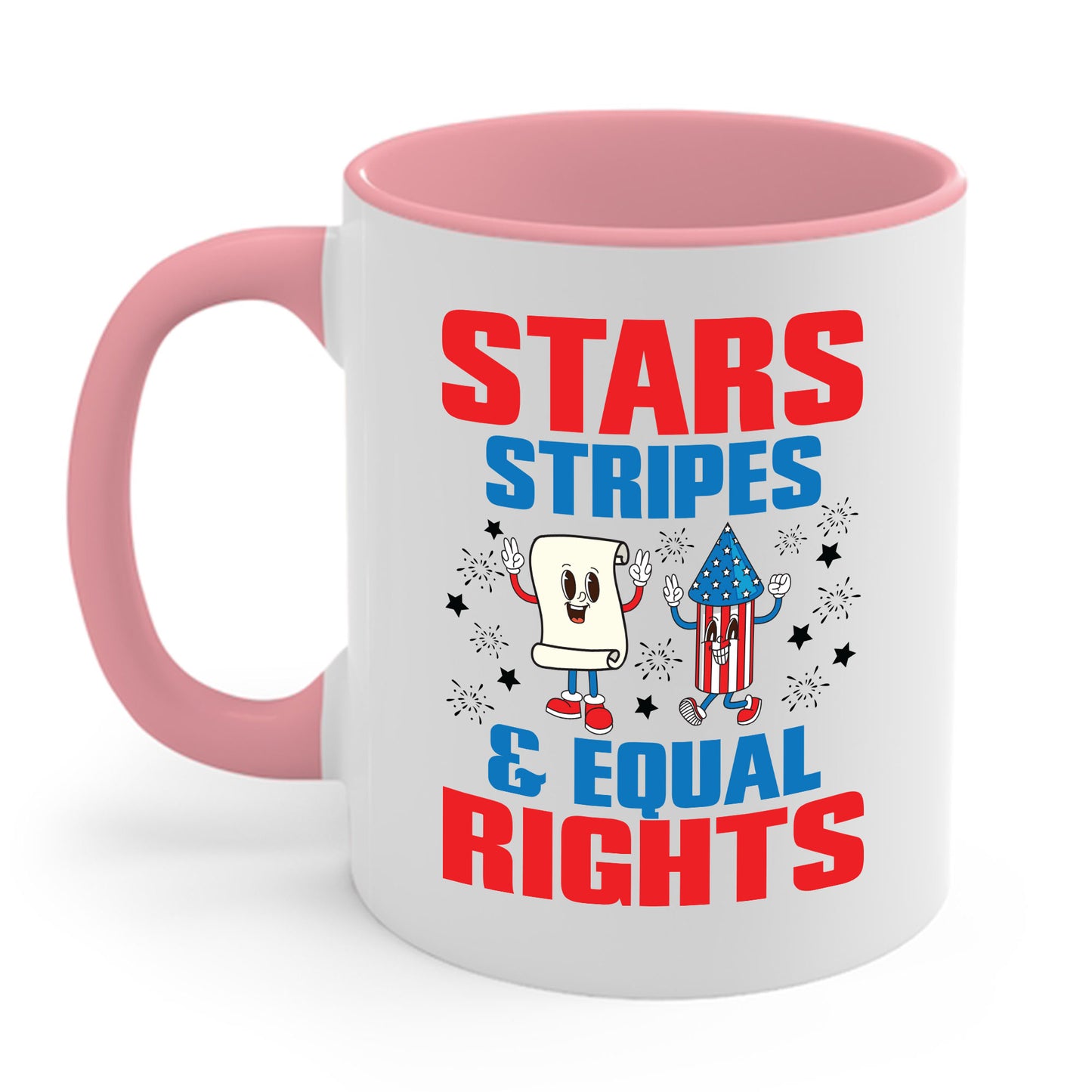 Stars Stripes & Equal Rights 4th Of July Retro Groovy Coffee Mug For Men Women