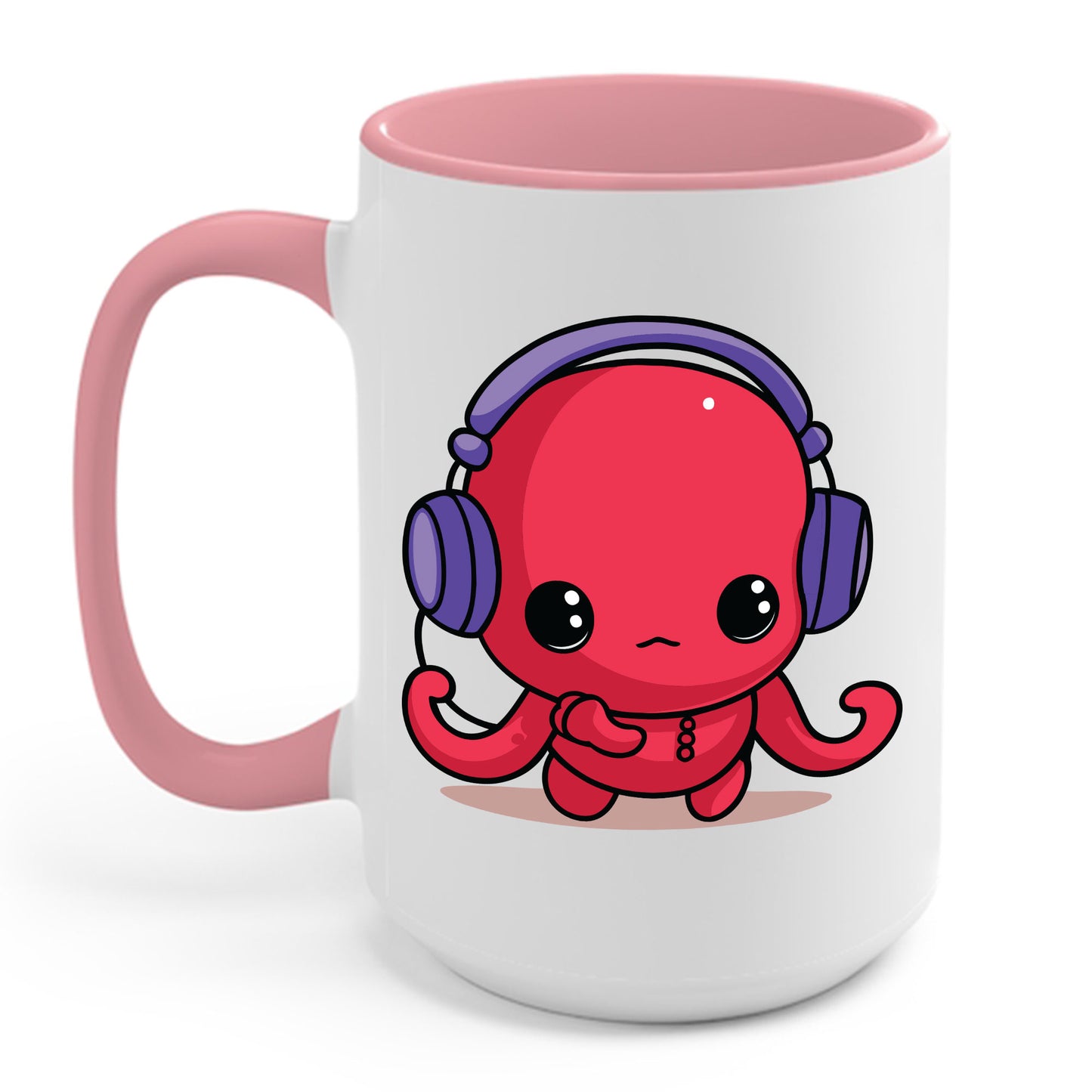 Cute Kawaii Octopus Cartoon Wearing Headphones Music Pop Coffee Mug For Men Women