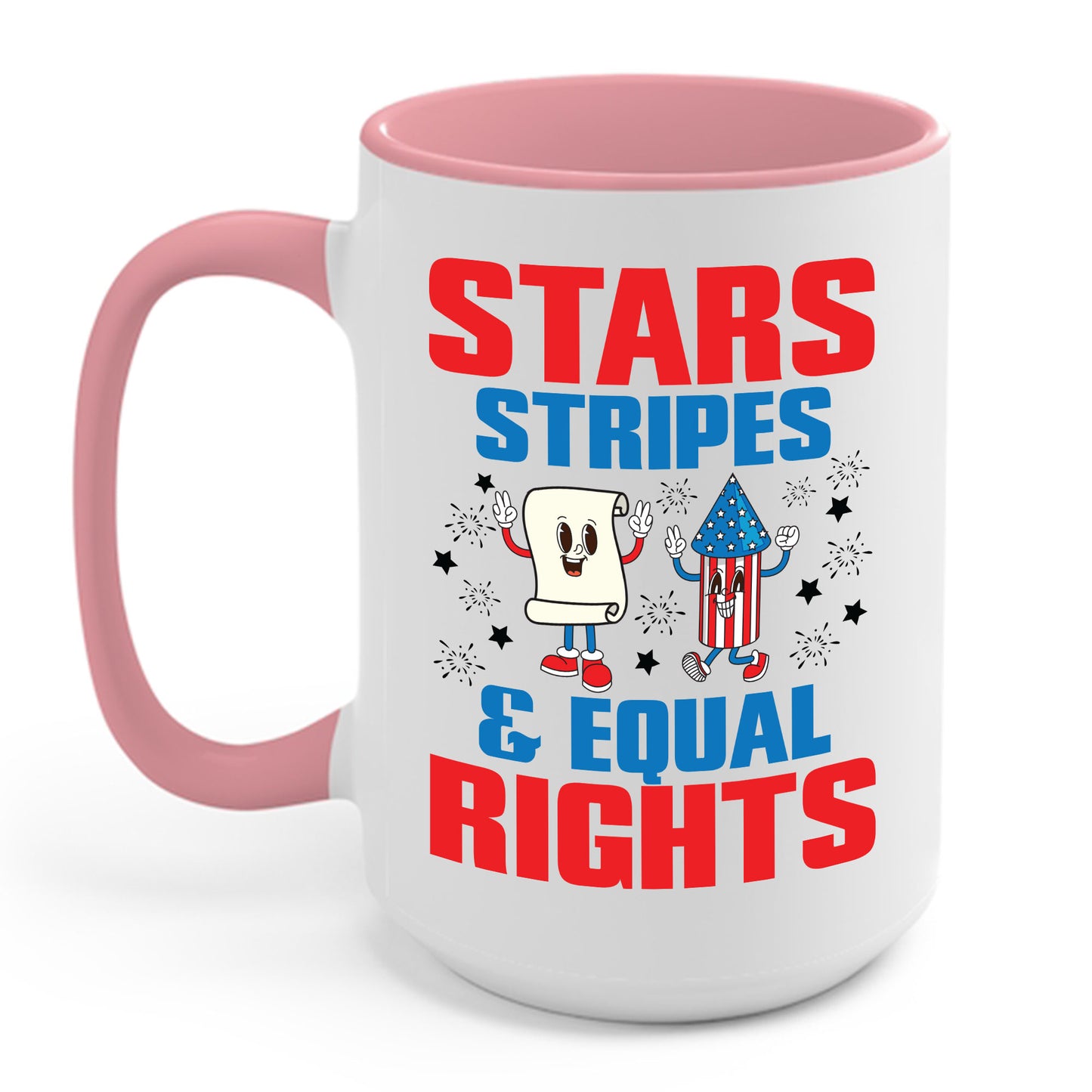 Stars Stripes & Equal Rights 4th Of July Retro Groovy Coffee Mug For Men Women