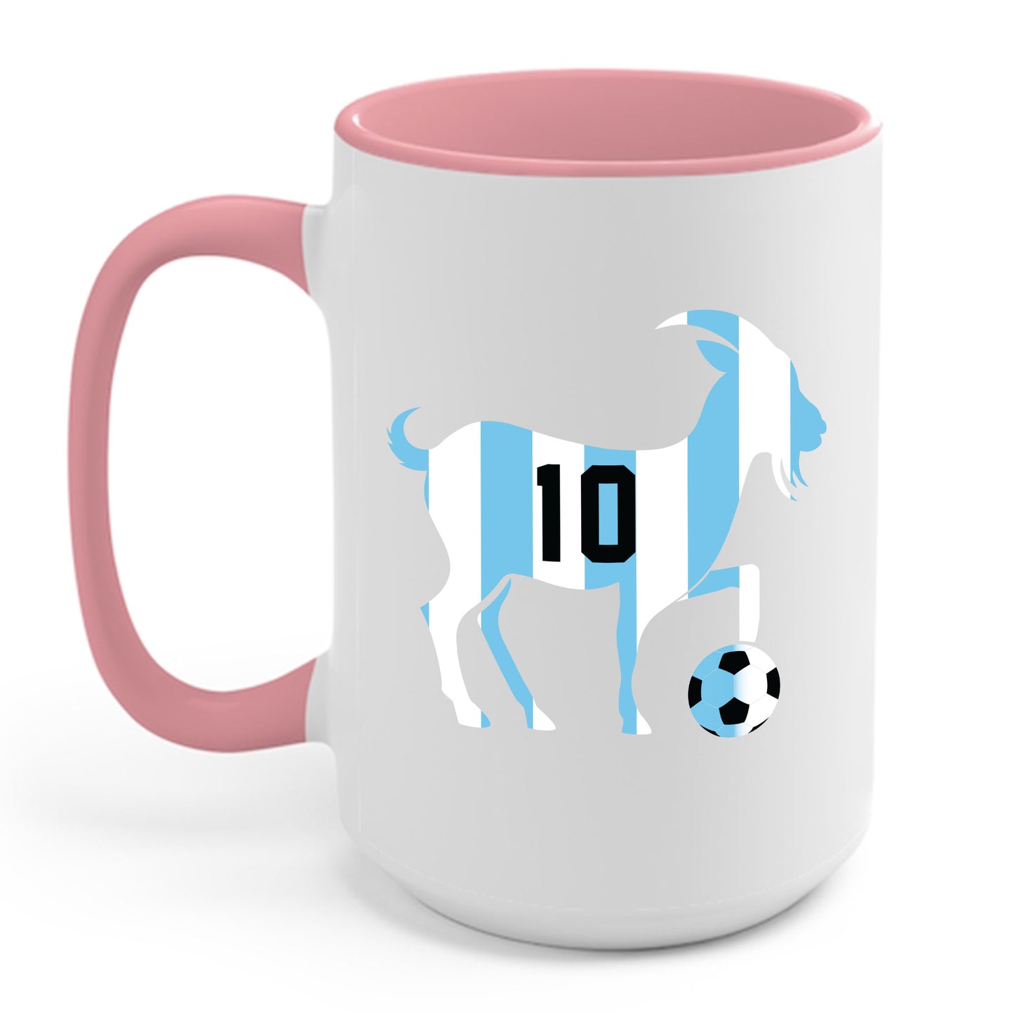 GOAT 10 Shirt for Men Women Kids  Goat Playing Football Funny Soccer Coffee Mug