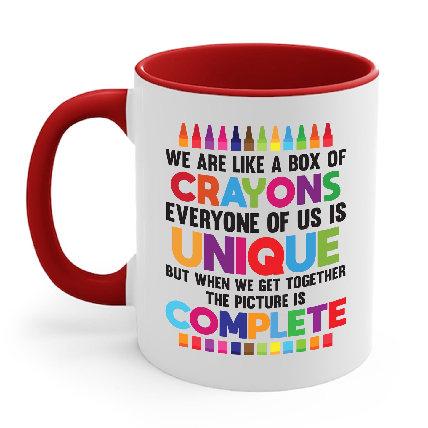 Funny Teacher We Are Like a Box of Crayons Back to School Coffee Mug For Men Women Kids