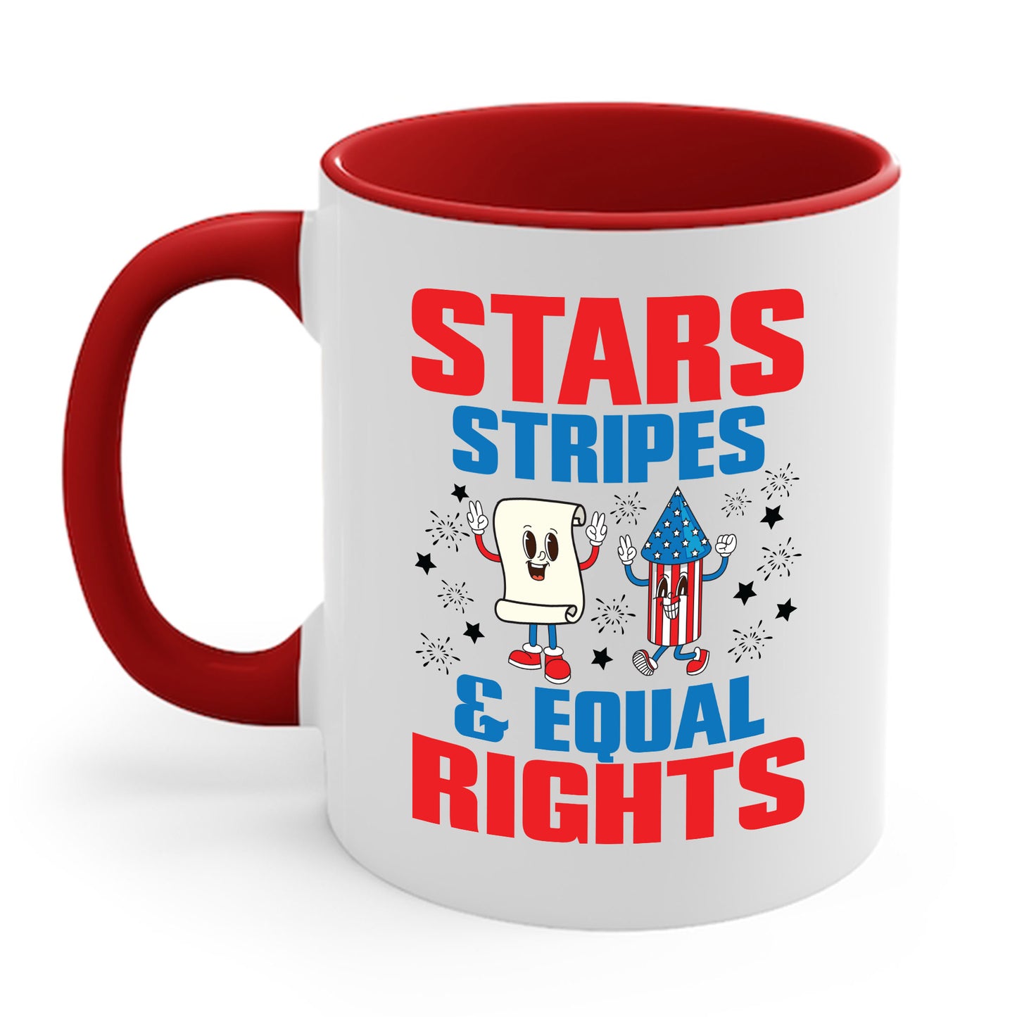 Stars Stripes & Equal Rights 4th Of July Retro Groovy Coffee Mug For Men Women