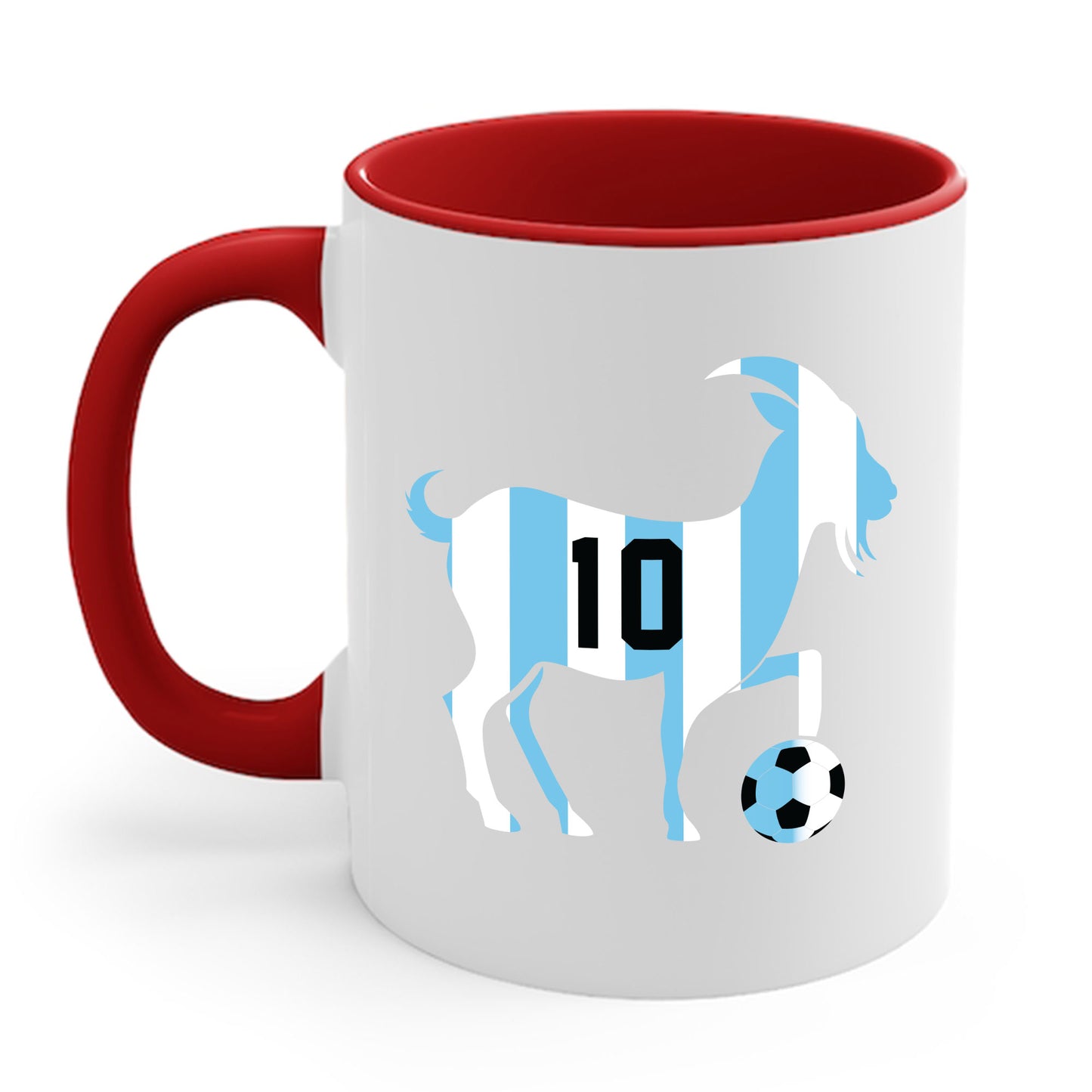 GOAT 10 Shirt for Men Women Kids  Goat Playing Football Funny Soccer Coffee Mug