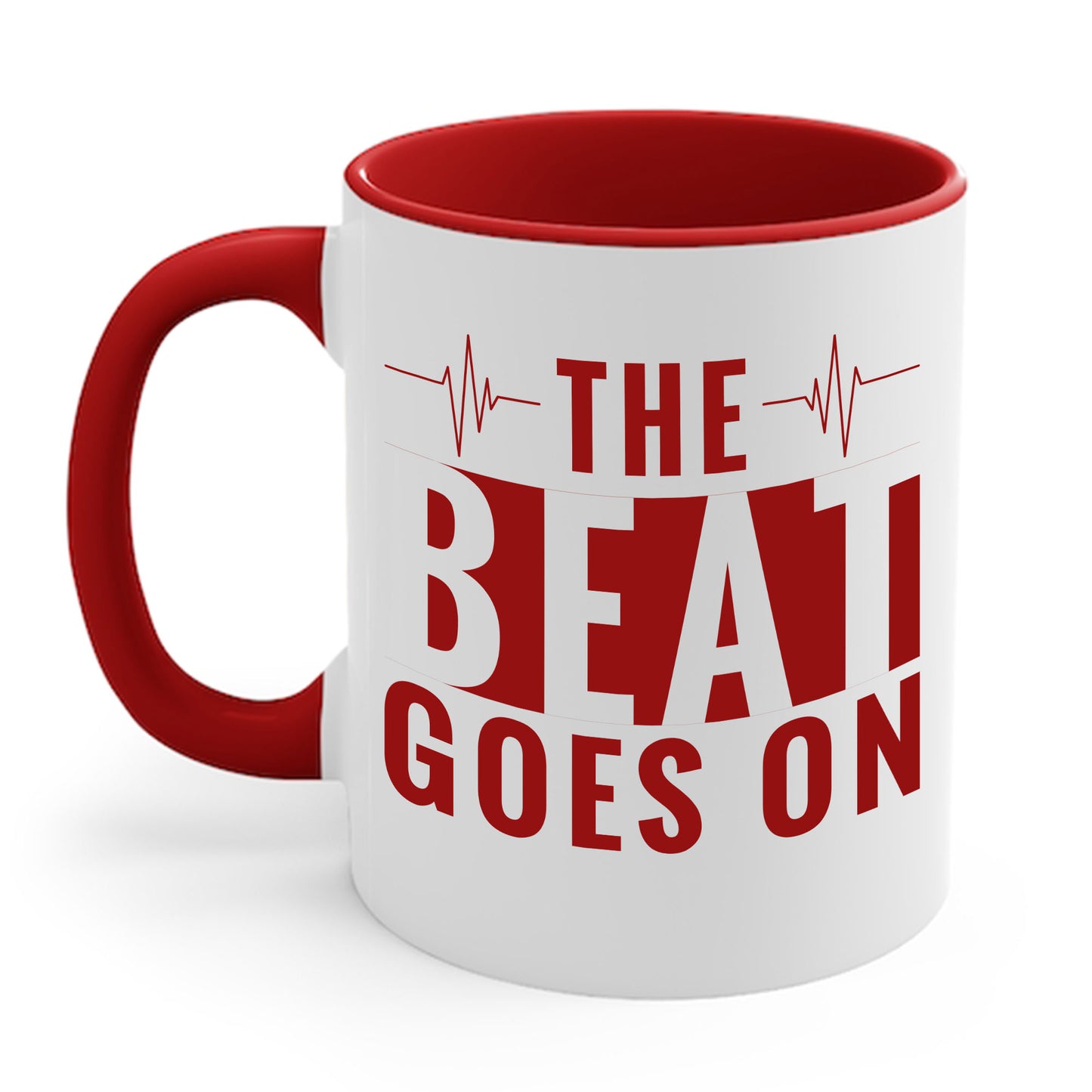 Funny Heartbeat Beat Goes On Heart Disease Awareness Coffee Mug For Men Women