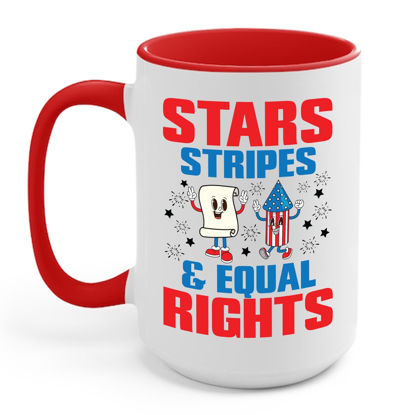 Stars Stripes & Equal Rights 4th Of July Retro Groovy Coffee Mug For Men Women