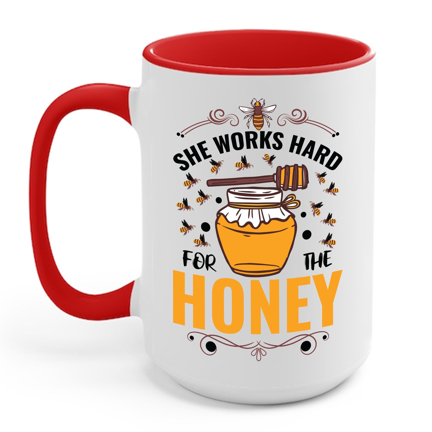 Hive Honeybee Quote She Works Hard For The Honey Bee Saying Coffee Mug For Men Women Beekeeper