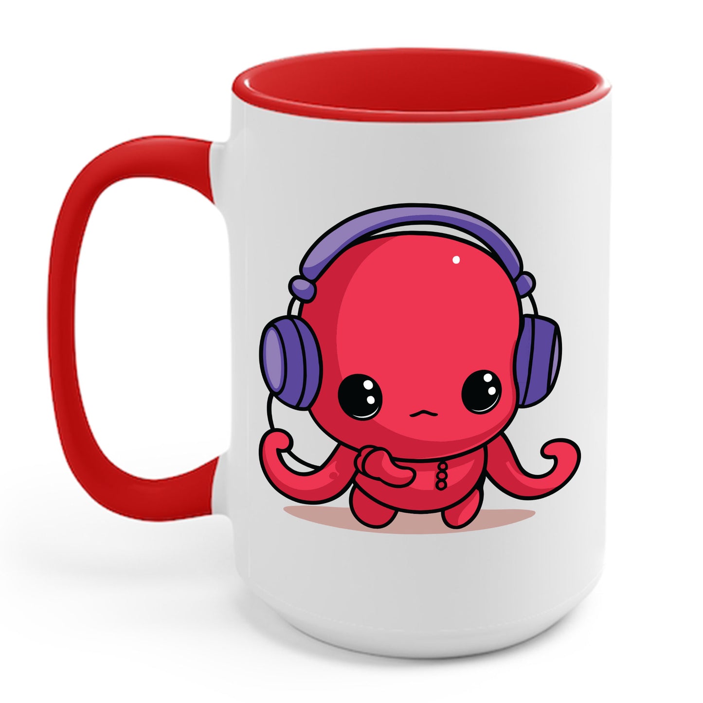 Cute Kawaii Octopus Cartoon Wearing Headphones Music Pop Coffee Mug For Men Women