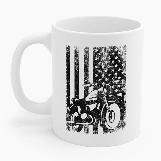 Motorcycle USA Flag Retro Viintage Biker Motercross Coffee Mug For Bikers