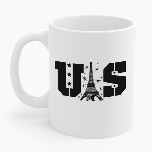 USA Eiffel Tower 2024 Summer Sports Patriotic Supporter Coffee Mug For Men Women