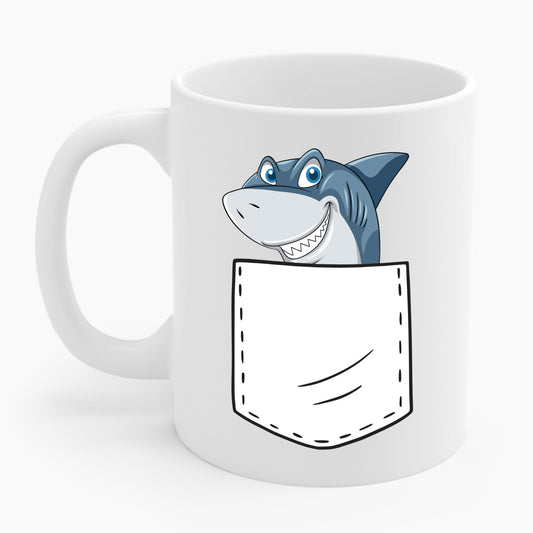 Cute Shark Pocket Animal Pets Funny Shark Gift Coffee Mug For Mens Womens Kids