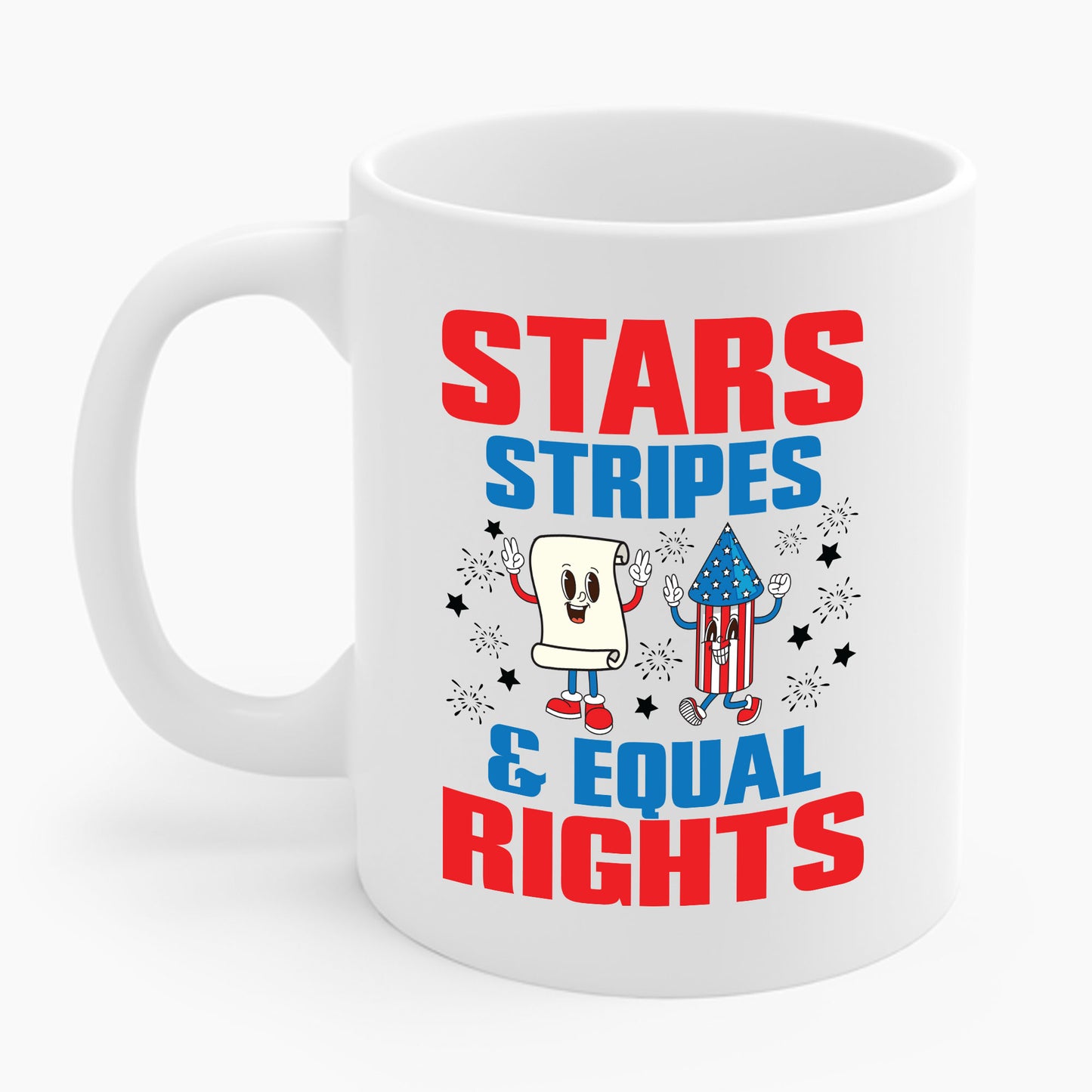 Stars Stripes & Equal Rights 4th Of July Retro Groovy Coffee Mug For Men Women