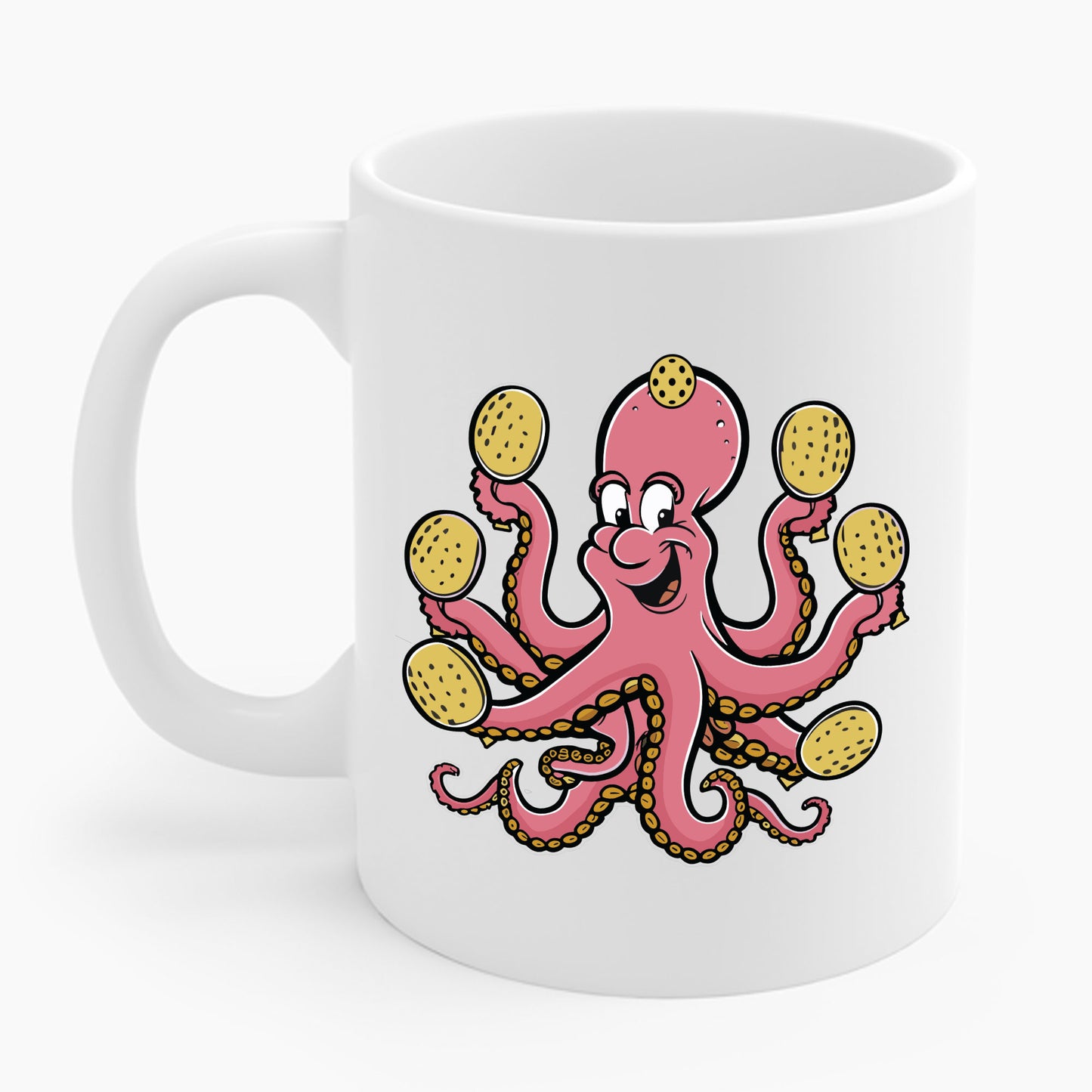 Funny Pickleball Octopus, Cool Pickleball Art For Men Women Paddle Coffee Mug