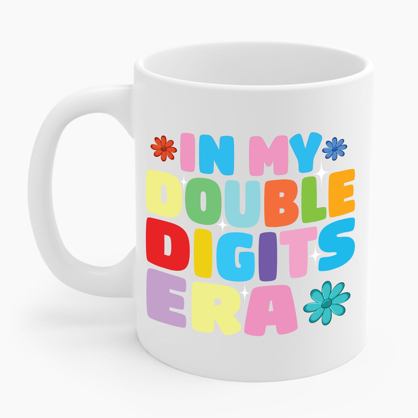 Funny In My Double Digits Era Retro 10 Year Old 10th Birthday Girl Coffee Mug For Men Women Kids