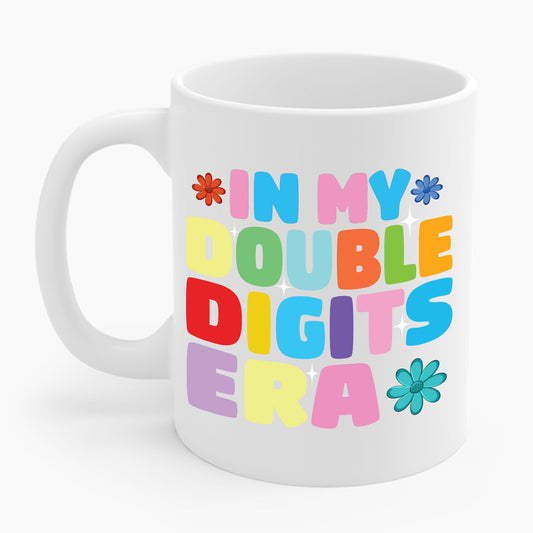 Funny In My Double Digits Era Retro 10 Year Old 10th Birthday Girl Coffee Mug For Men Women Kids