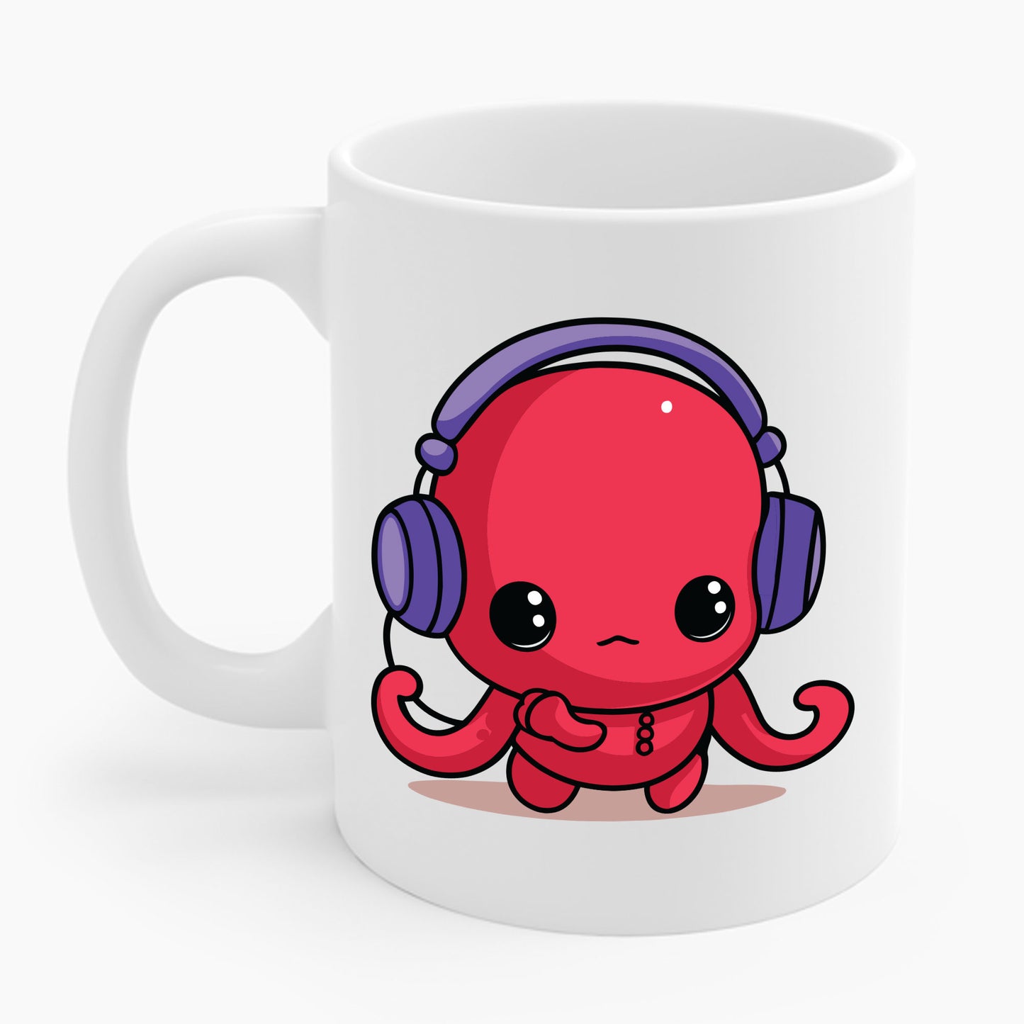 Cute Kawaii Octopus Cartoon Wearing Headphones Music Pop Coffee Mug For Men Women