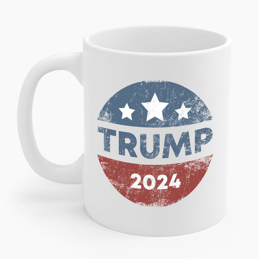 Trump 2024 Retro Campaign Button Re Elect President Trump Coffee Mug For Men Women