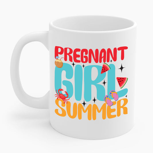 Groovy Pregnancy Reveal Pregnant Girl Summer Coffee Mug For Baby Shower