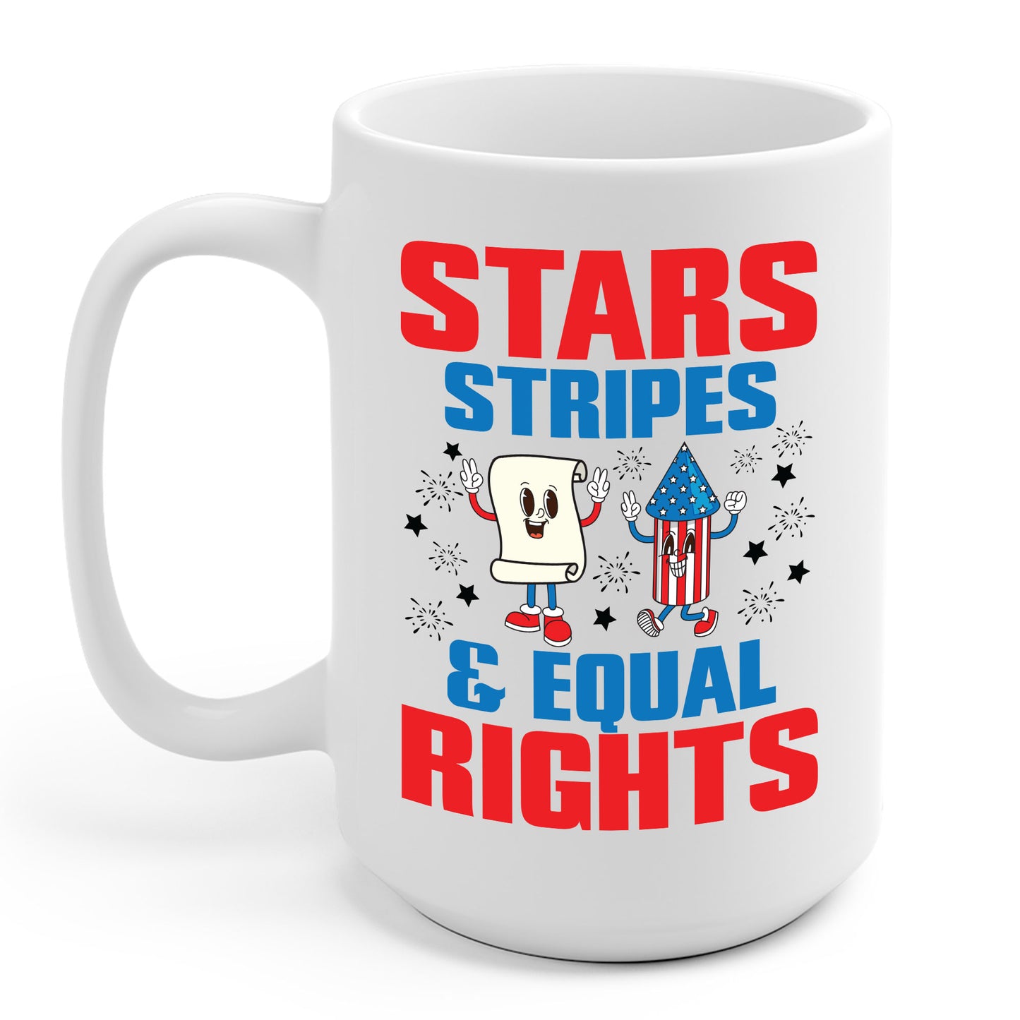 Stars Stripes & Equal Rights 4th Of July Retro Groovy Coffee Mug For Men Women