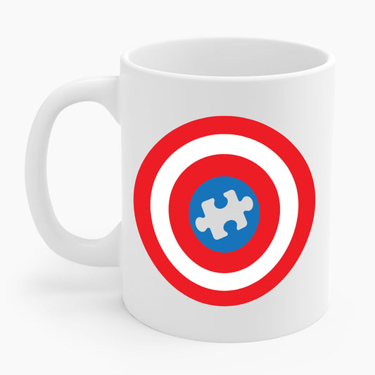 Captain Autism Awareness Superhero Puzzle Shield Coffee Mug For Men Women